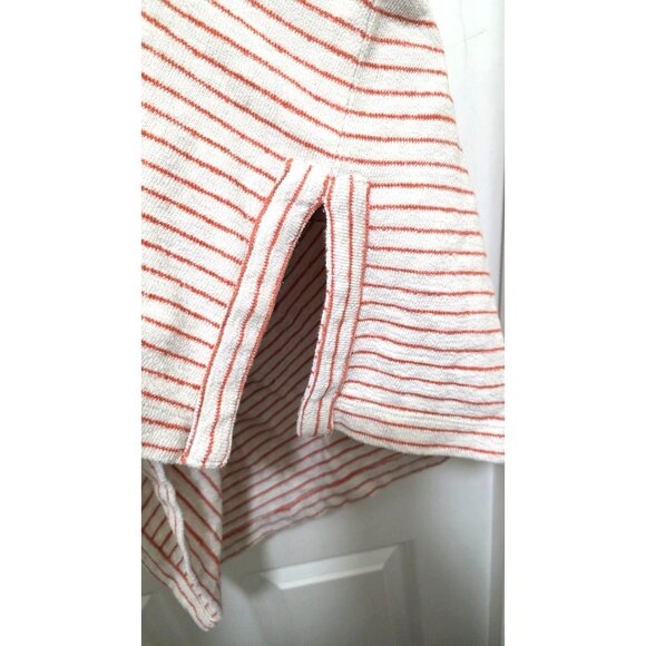 J. Jill Womens Striped Long-Sleeve Boat Neck Tunic Top Cotton Size L Orange/Whit - Picture 5 of 6